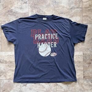 VTG Play Hard Practice Harder Top Gun Sports T Shirt Baseball Fits Sz 2XL - FLAW
